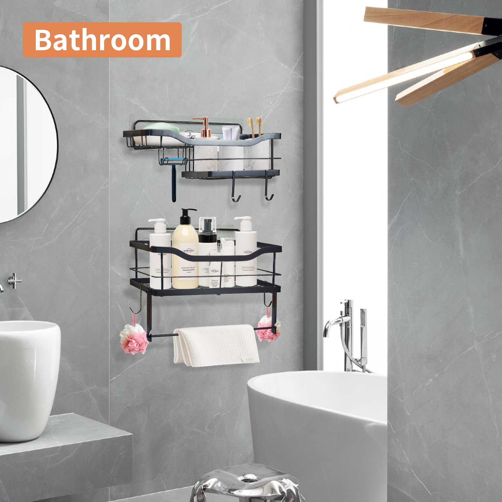 Black Wall Shower Caddy Organizer