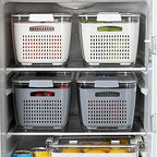 3 Piece Fridge Vegetable and Fruit Organizer Containers (grey)