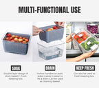 3 Piece Fridge Vegetable and Fruit Organizer Containers (grey)