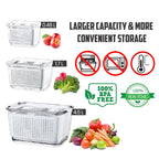 3 Piece Fridge Vegetable and Fruit Organizer Containers (white)