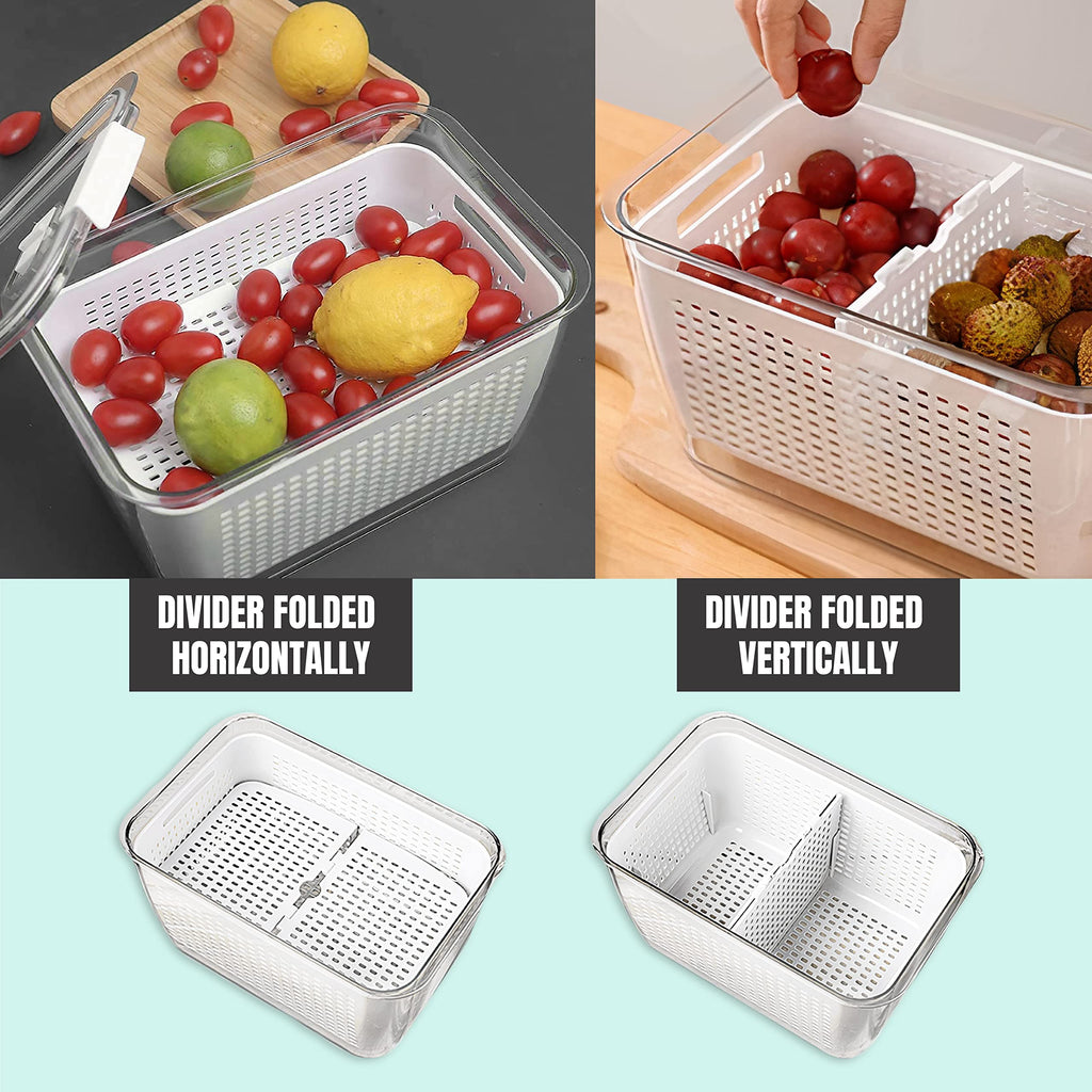 3 Piece Fridge Vegetable and Fruit Organizer Containers (white)