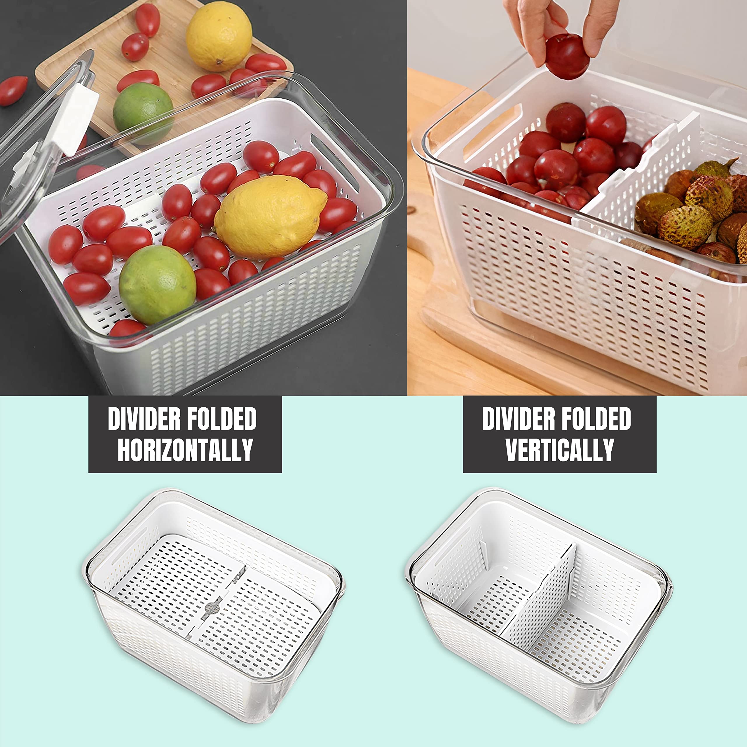3 Piece Fridge Vegetable and Fruit Organizer Containers (white)