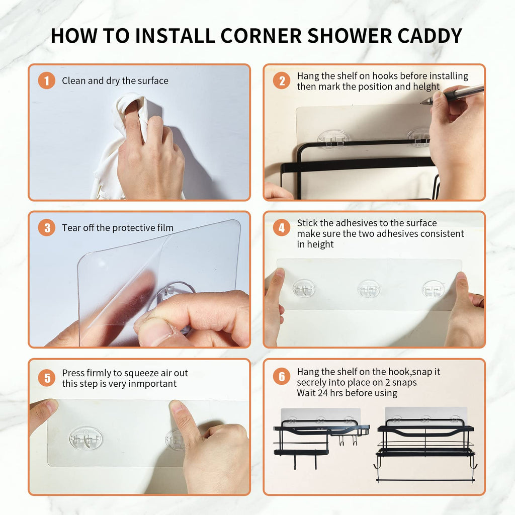 Black Wall Shower Caddy Organizer