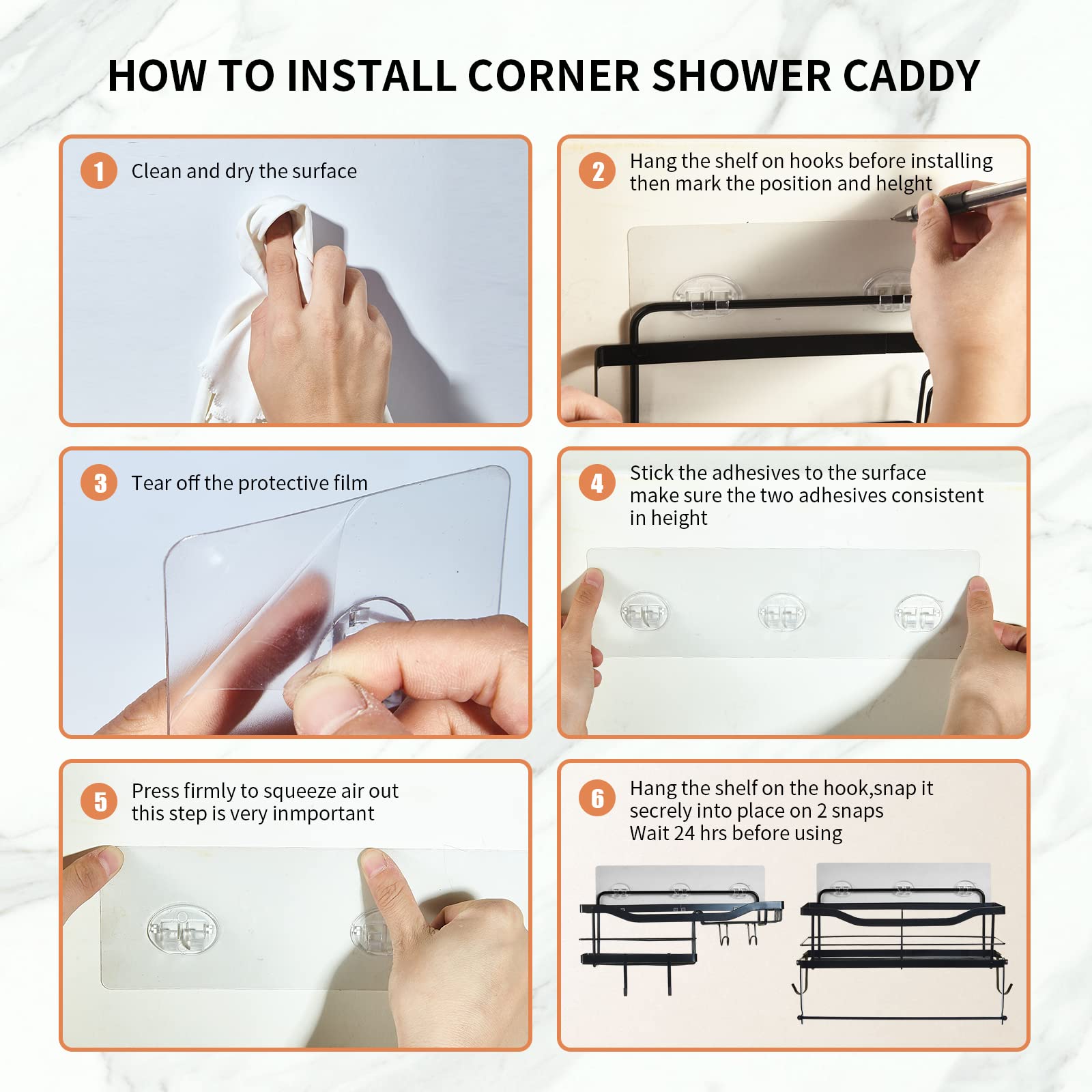 Silver Wall Shower Caddy Organizer