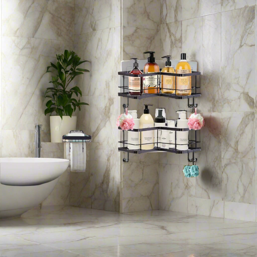 Black Corner Shower Caddy Organizer