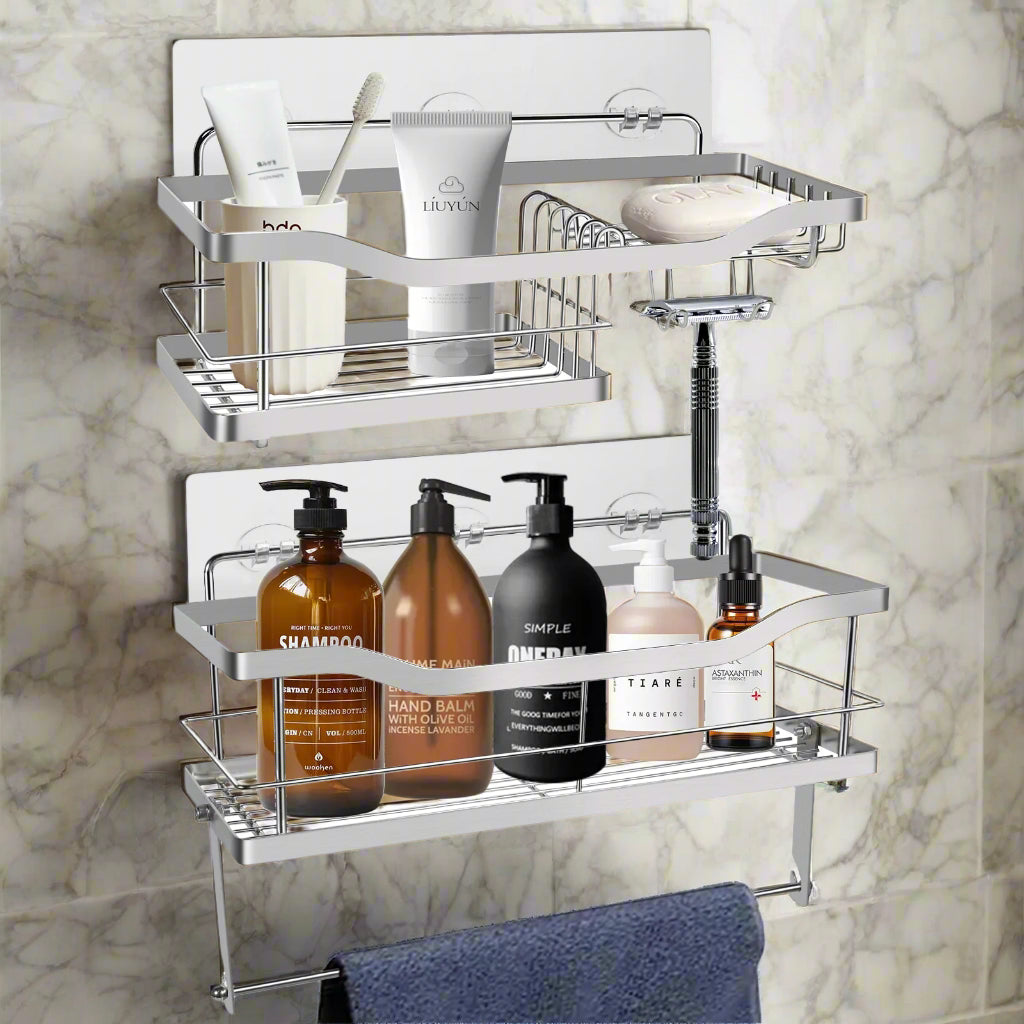 Silver Wall Shower Caddy Organizer