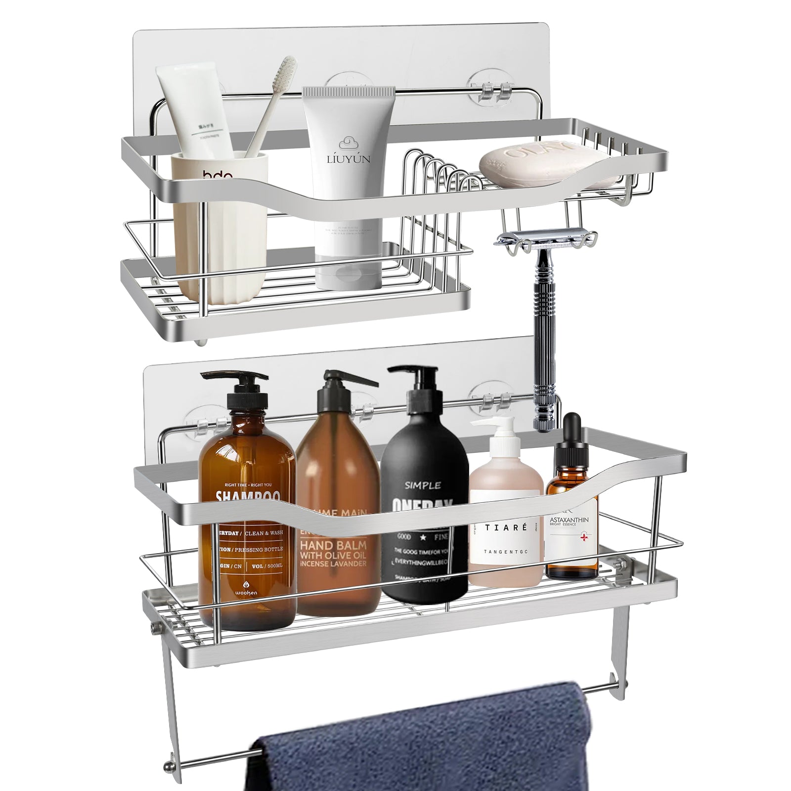 Silver Wall Shower Caddy Organizer