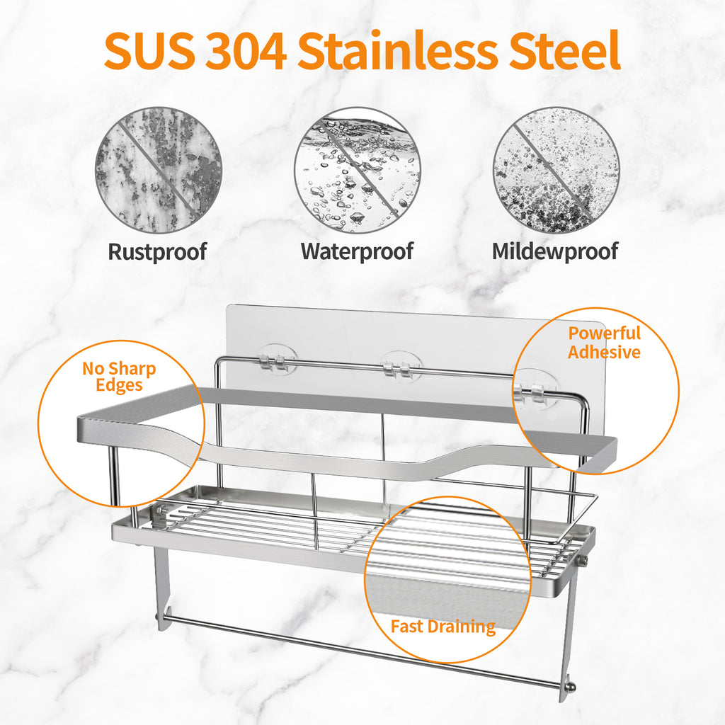 Silver Wall Shower Caddy Organizer