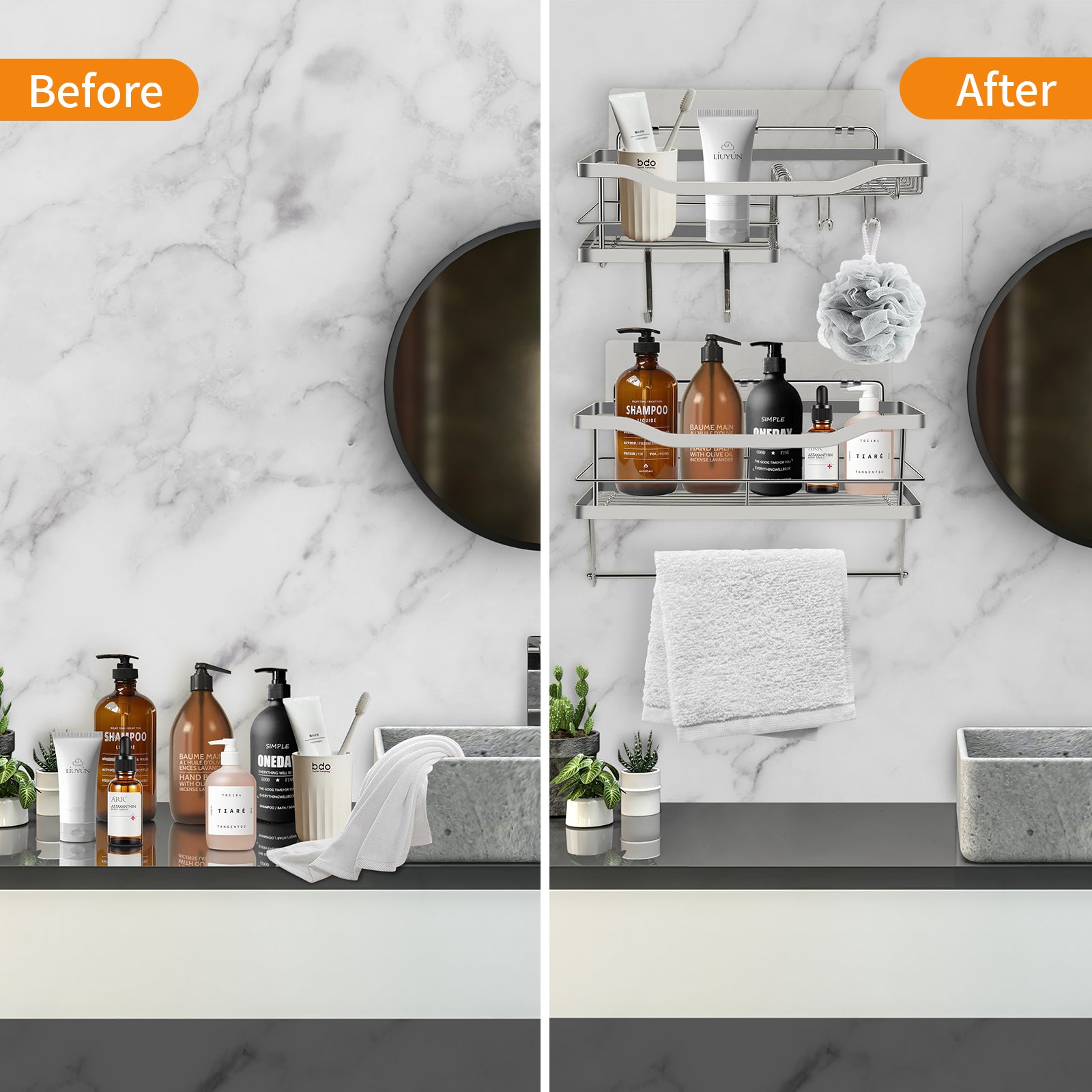 Silver Wall Shower Caddy Organizer