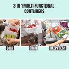 3 Piece Fridge Vegetable and Fruit Organizer Containers (white)