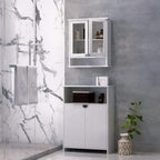 Bright White 2 Glass Door Bathroom Wall Cabinet