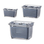 3 Piece Fridge Vegetable and Fruit Organizer Containers (grey)