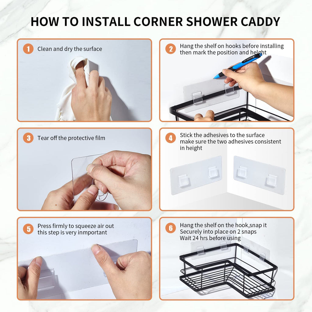 Black Corner Shower Caddy Organizer