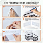 Black Corner Shower Caddy Organizer