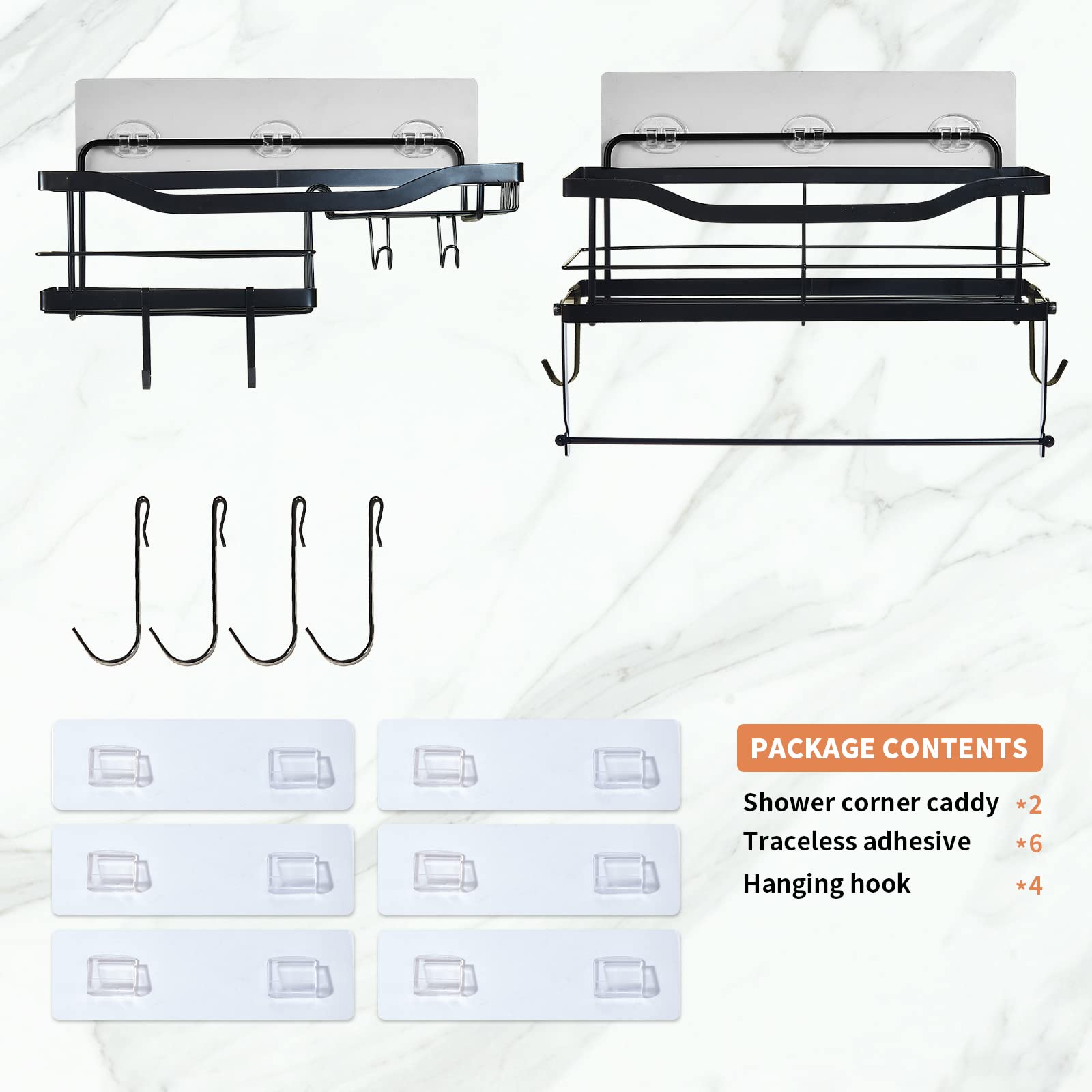 Black Wall Shower Caddy Organizer