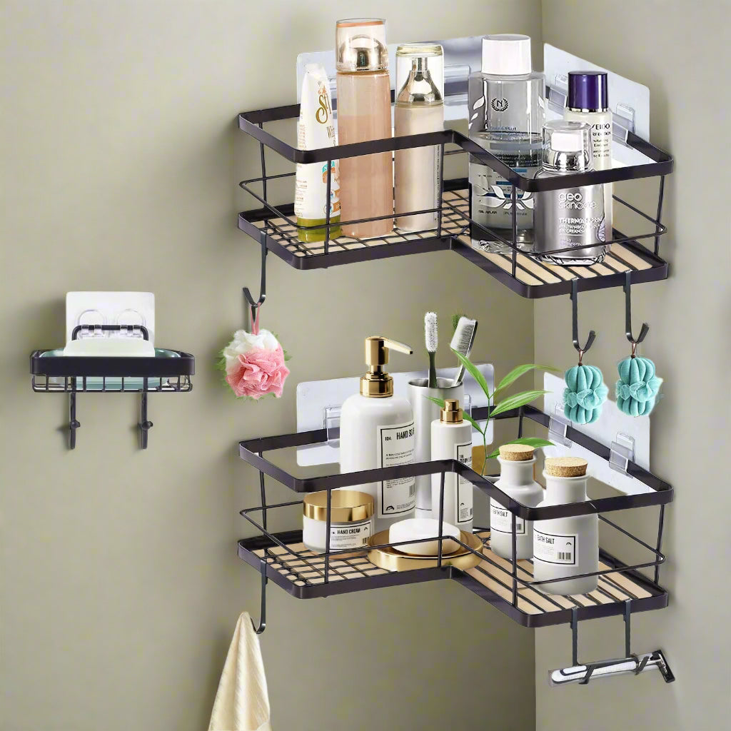 Black Corner Shower Caddy Organizer