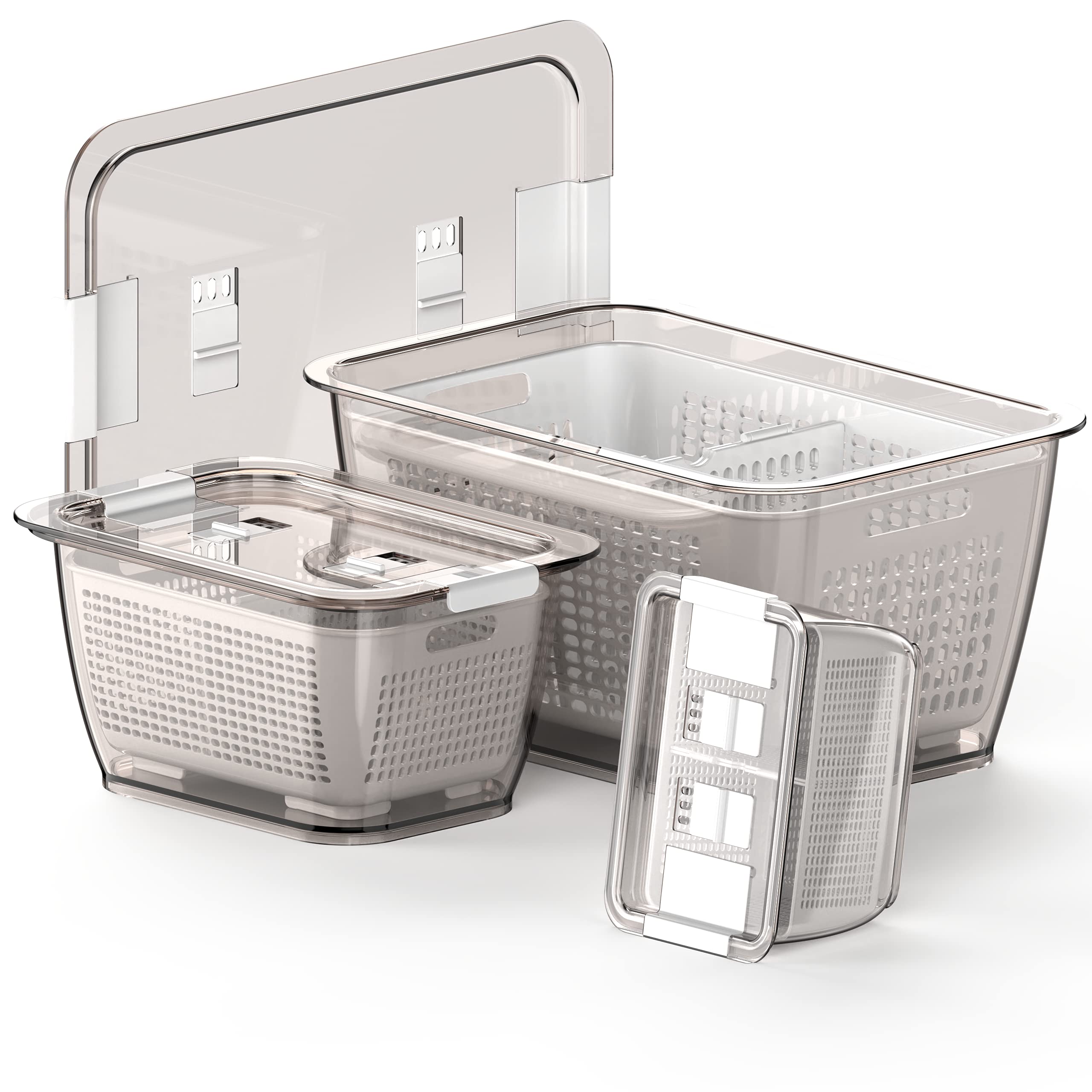 3 Piece Fridge Vegetable and Fruit Organizer Containers (white)