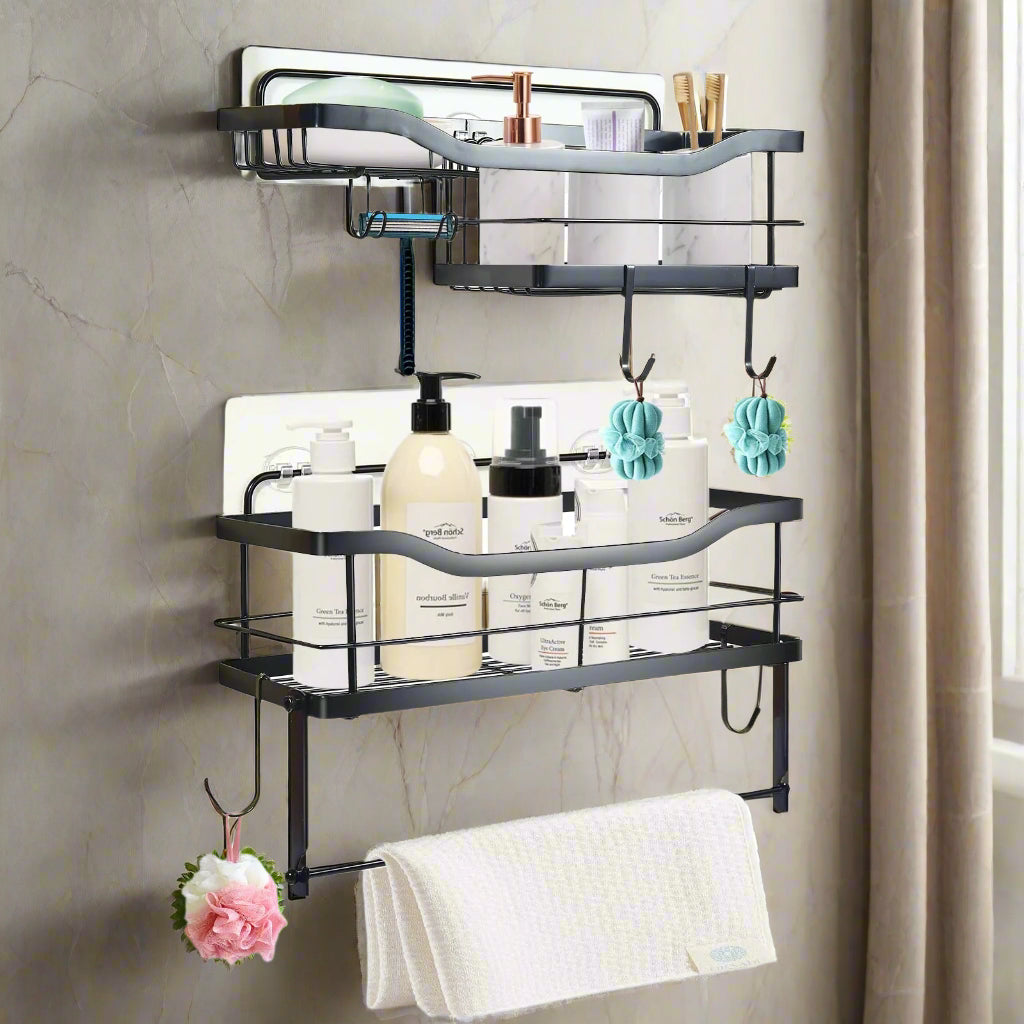 Black Wall Shower Caddy Organizer